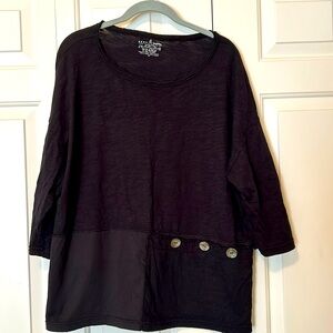 Ladies Neon Buddha Black 3/4 Sleeve Tunic, sz XL